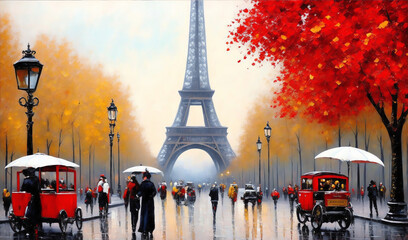 Paris - artwork in painting style from Generative AI