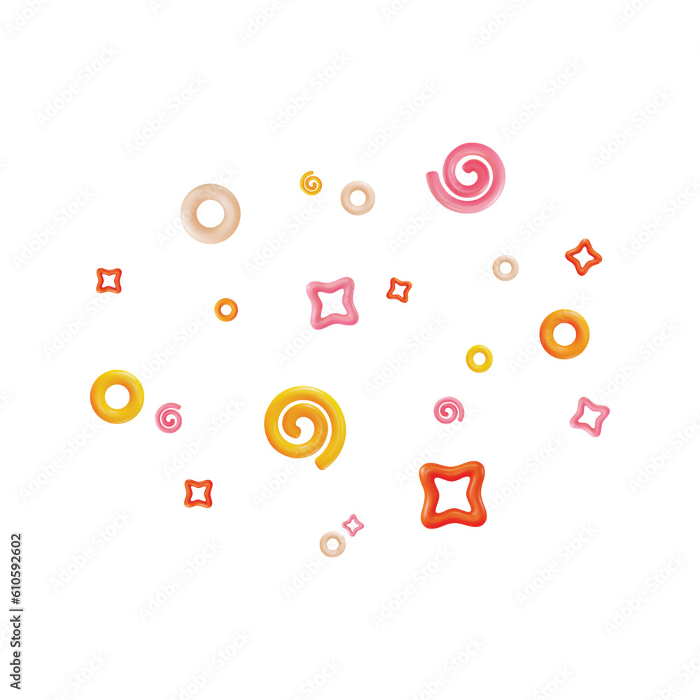 Aufkleber 3d different decorative elements set concept cartoon style include of abstract geometric minimal fig