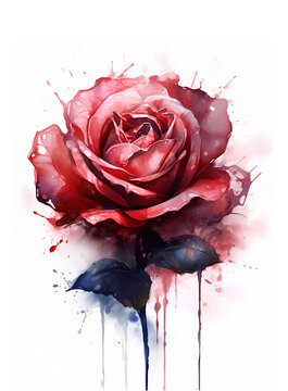 Elegant watercolor roses flower tatoo design floral  ai generated