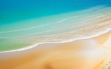 Fototapeta na wymiar View of sea water and beach sand on sunny day, Generative AI illustration