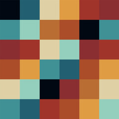 Trendy retro vector geometric seamless pattern with colorful squares