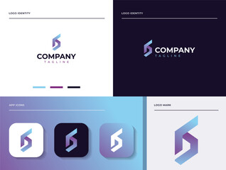 Letter B Professional logo set. Easy to use on various types of business and company. The sign itself would look great as a social media avatar and website or mobile icon.