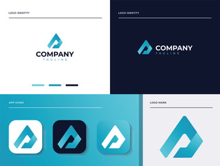 Letter A Professional logo set. Easy to use on various types of business and company. The sign itself would look great as a social media avatar and website or mobile icon.