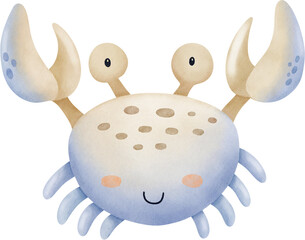Watercolor cute crab cartoon © MayanoArt