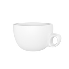 3d photo realistic white cup icon mockup rendering. Design Template for Mock Up. ceramic clean white mug with a matte effect isolated transparent png background