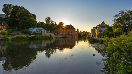 Fototapeta na wymiar Internationales Künstlerhaus Villa Concordia in Bamberg zum Sonnenuntergang