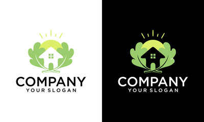 Oak Homes Vector Logo. Design template of oak and house that made from a simple scratch. it's good for symbolize a property or housing business.