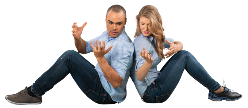 Couple people sitting and argue