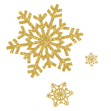 Glitter golden snowflake . Snowflake icon. Design for decorating,background, wallpaper, illustration.