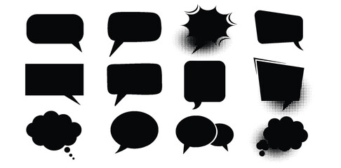 Pop black art style comic sound effects, Vector Cartoon explosions, sound expression and comic speech bubble, set