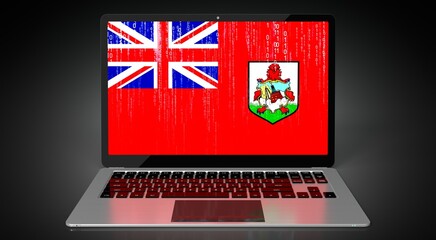 Bermuda - country flag and binary code on laptop screen - 3D illustration