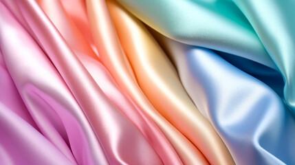 パステルカラーのカラフルな布の背景　Generative AI