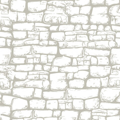 hand-drawn texture of brick wall or sett. castle  stone Seamless pattern of paver. Urban style structured ornament in line art style. Pattern design for travel outdoors. 