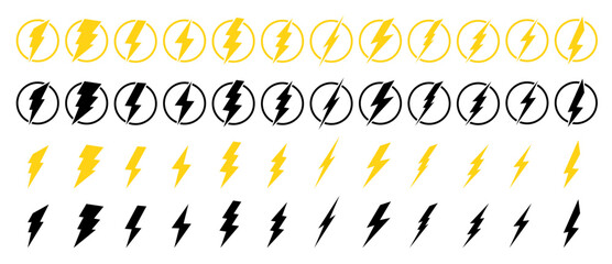 Set Of lightning bolt icon .Lightning Sign.Vector - obrazy, fototapety, plakaty