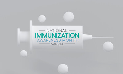 Immunisation awareness month is observed every year in August, it is the process by which an individual's immune system becomes fortified against an agent. 3D Rendering