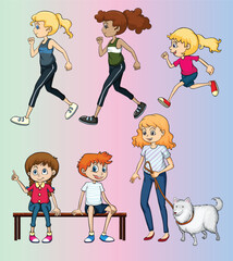 Set of people in different pose characters