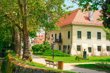 The old historical architecture and city park in Samobor, Croatia