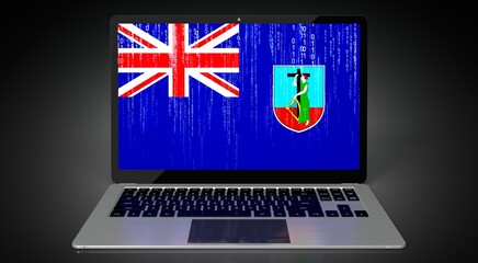 Montserrat - country flag and binary code on laptop screen - 3D illustration