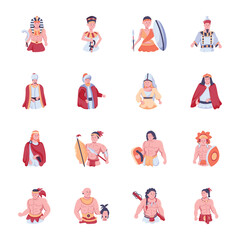 Bundle of Ancient Warriors Flat Icons 

