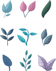 Leaf Design Set, Vector Watercolor Clipart