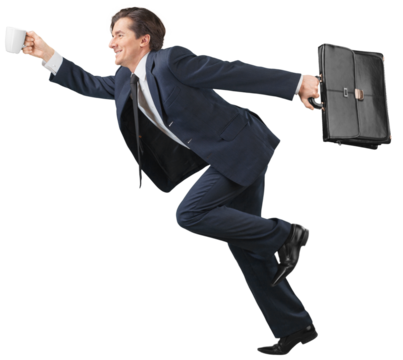Young businessman in suit with a black briefcase