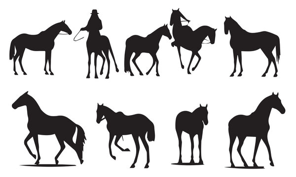 A set of silhouette horse vector illustration 