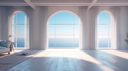 Obraz premium room with sea view. minimal. ai generated