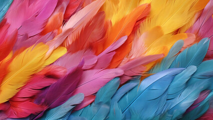 multicolored feathers wallpaper, generative ai