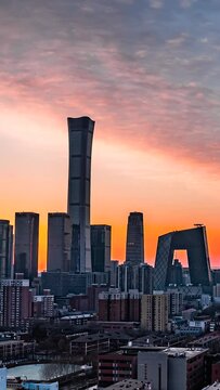 asia china metropolis skyscrapers panorama people's daily time lapse sunrise skyline beijing city cbd international trade phase iii china world trade center cctv building citic tower  business