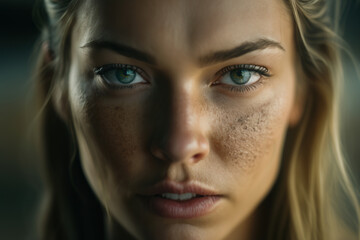 Fototapeta premium Portrait of a beautiful blond woman. Generative AI