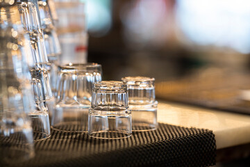 empty drinking glasses at an event
