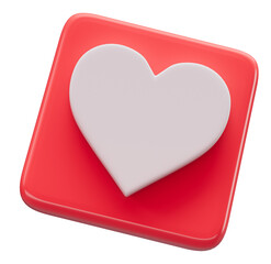Heart social media icon 3d render Cutout