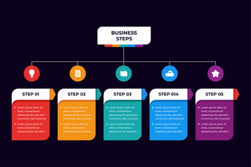 Colorful Infographic Steps Work Business Illustration