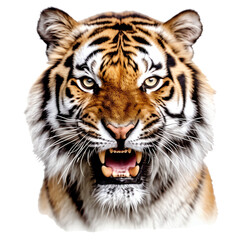 Roaring tiger head isolated - Generative AI