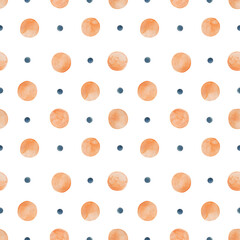 polka dot brown and gray watercolor background. seamless pattern circles on white background