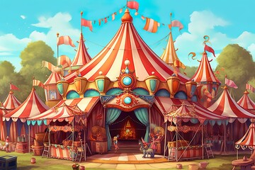 Magial colorful fairy tale circus tent | Generative AI 