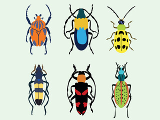 colorfull Insect vector flat icons set vector illustration