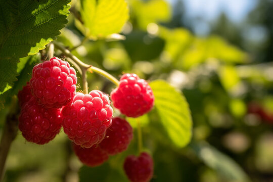 raspberry on a bush, generative ai