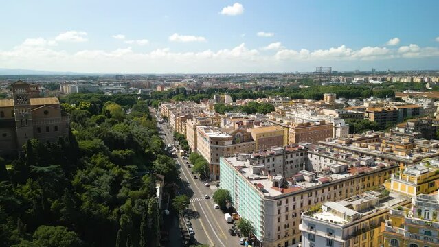 Beautiful Aerial View of Ripa Neighborhood in Rome, Italy