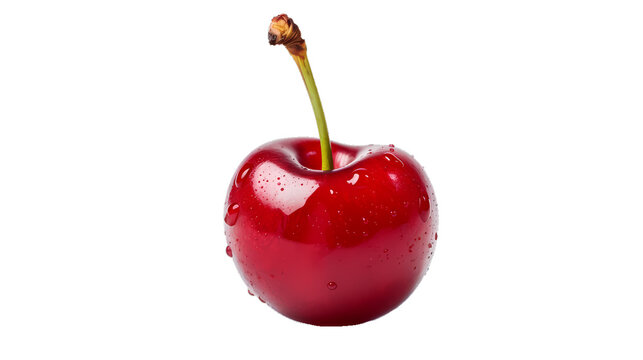 Fresh and juicy cherry on a white background, pristine look.
Generative AI, Generative, AI
