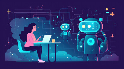 AI bot, chatbot, AI Artificial Intelligence technology, helpful information explanations and assistance. Made by (AI) artificial intelligence