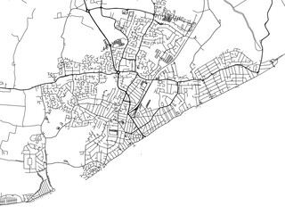 A vector road map of the city of  Clacton-on-Sea in the United Kingdom on a white background.