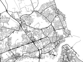 Naklejka premium A vector road map of the city of Tynemouth in the United Kingdom on a white background.