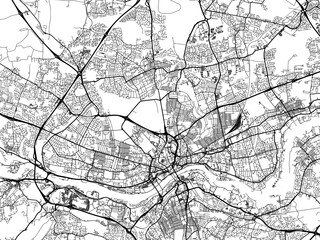 A vector road map of the city of  Newcastle upon Tyne in the United Kingdom on a white background.