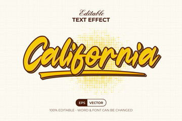 California text effect style. Editable text effect.