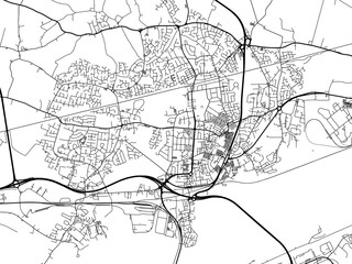 A vector road map of the city of  Widnes in the United Kingdom on a white background.