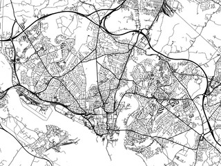 Fototapeta na wymiar A vector road map of the city of Southampton in the United Kingdom on a white background.