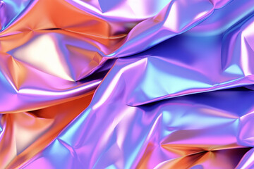 shiny crumpled paper (purple, pink, red and blue), generative ai