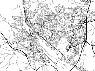 A vector road map of the city of  Exeter in the United Kingdom on a white background.