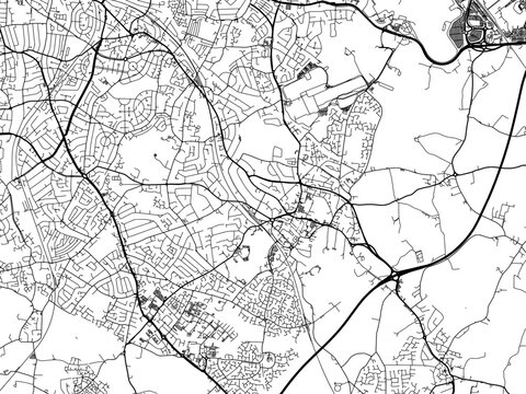 A vector road map of the city of  Solihull in the United Kingdom on a white background.